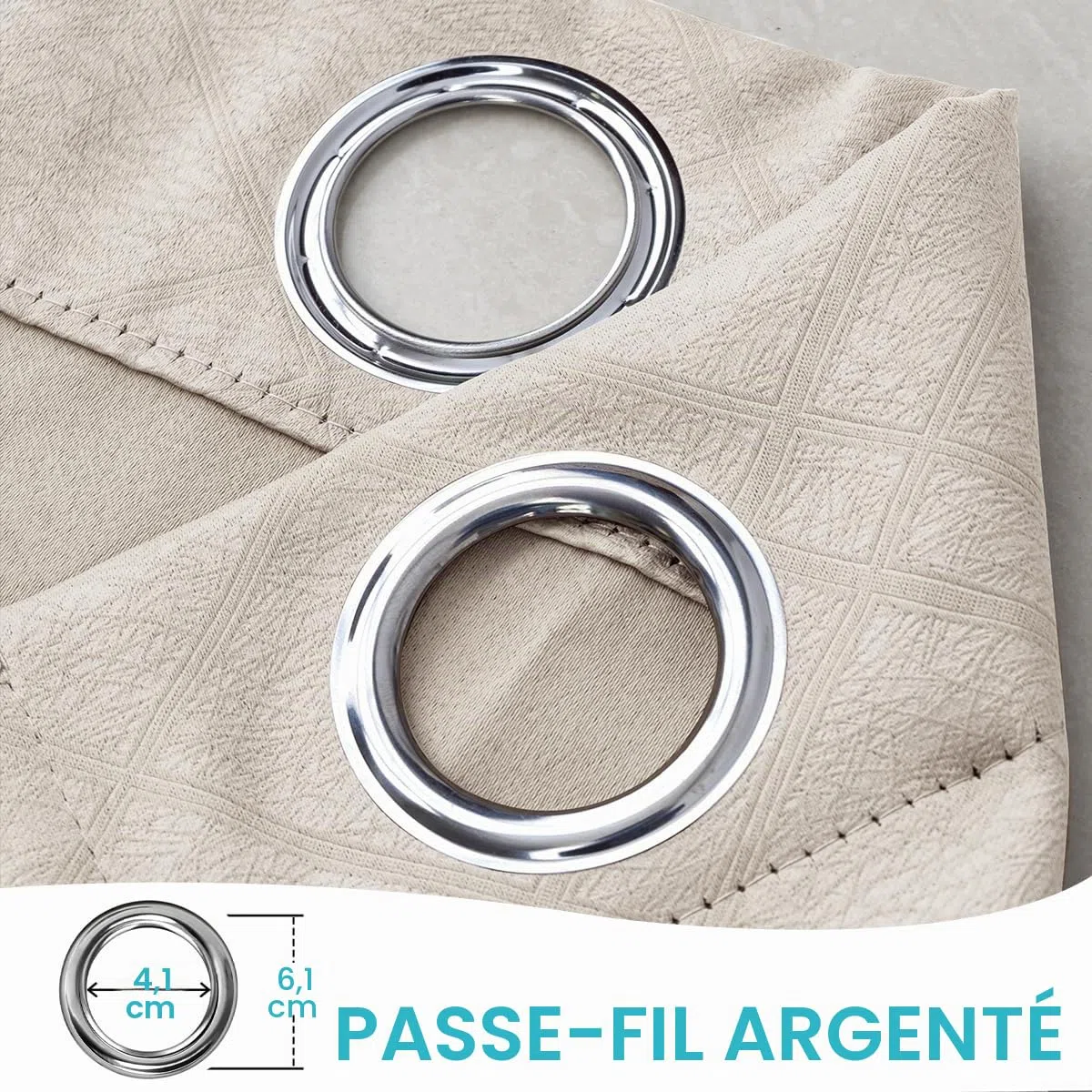ele ELEOPTION Rideau Extérieur Imperméables Protéger Contre UV Isolants Thermiques, avec Perforations, Adaptés aux Jardins, Terrasses, Pergola, Balcons, Texturé 3D Blanc Cassé, 1 Pièce / 132 X 213cm