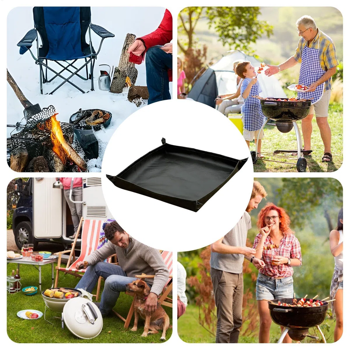 Fire Pit Mat, Fireproof Grill Mat, Camping Fire Pit Pad, Outdoor Stove Mat, Fire Pit Protection Mat, Silicone Grill Mat, Patio Fire Pit Mat, Tapis de grille, tapis de feu Foldable