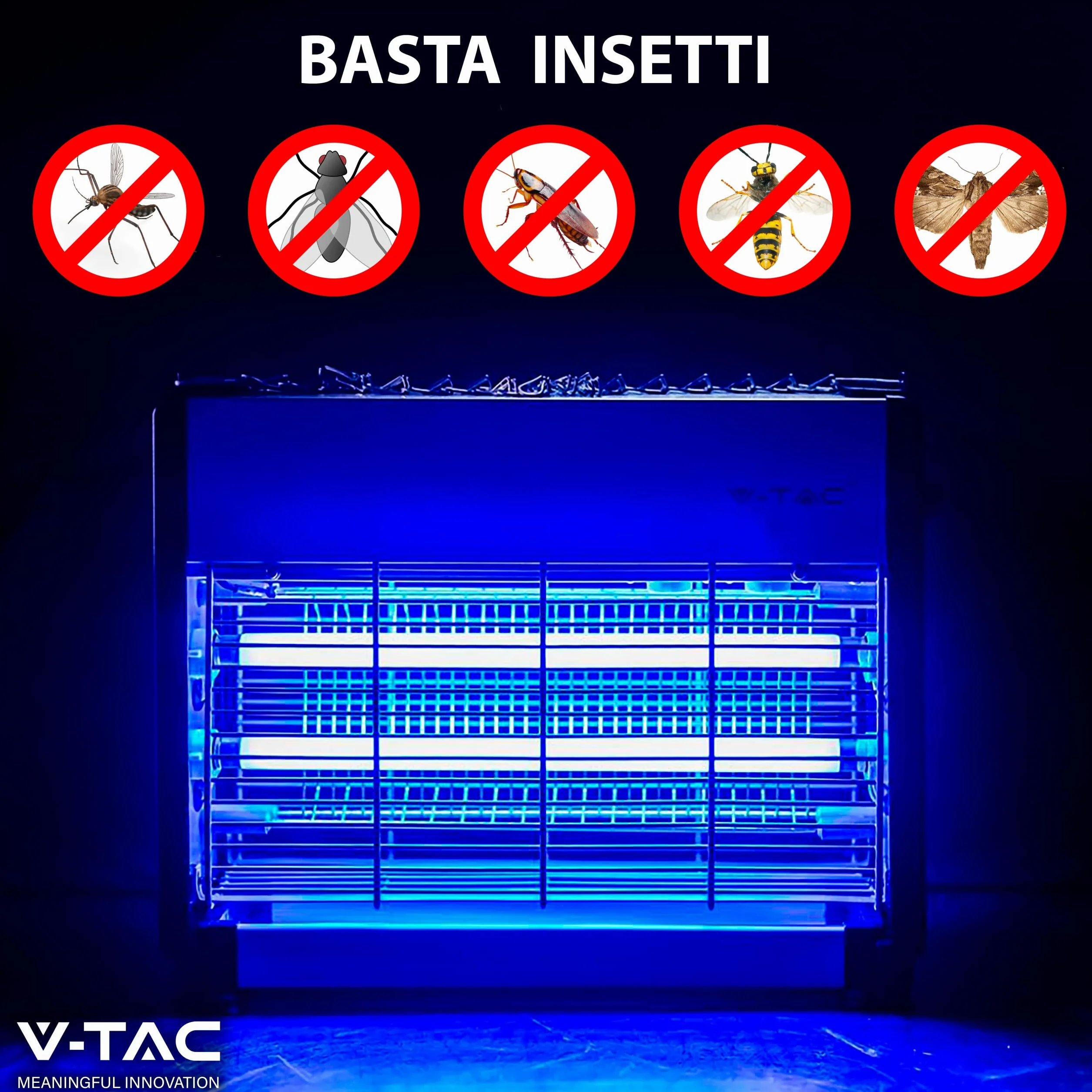 V-TAC Lampe Anti Moustique Électrique 20W avec 80m² de Surface Efficace - Design Slim - Moustiquaire avec Lumière Bleue UV pour Intérieur et Extérieur - Piège Contre Moustiques et Insectes