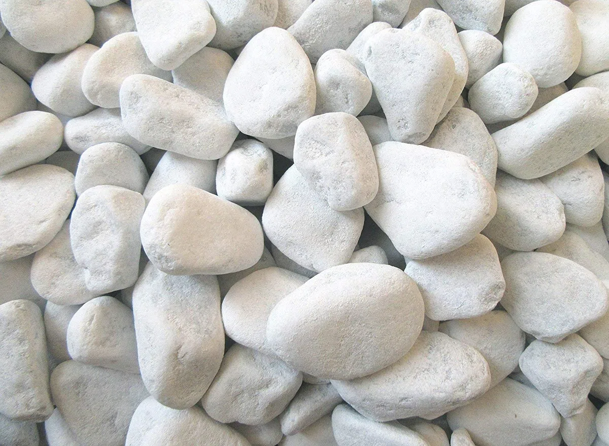 Gravier d'ornement arrondi de marbre de Carrare Blanc Pour décoration de tombe cimetière 10 kg Weiß