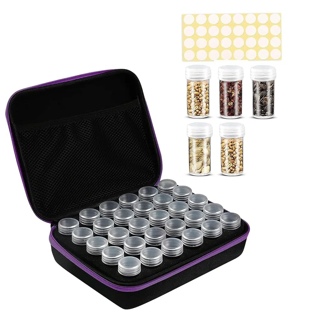 mumisuto 30 Grilles Boîte de Rangement de Graines, Organisateur Rangement de Graines avec étiquettes Autocollantes de Graines, Organisateur de Semences pour Les Tomates Piment d'herbes de Légumes