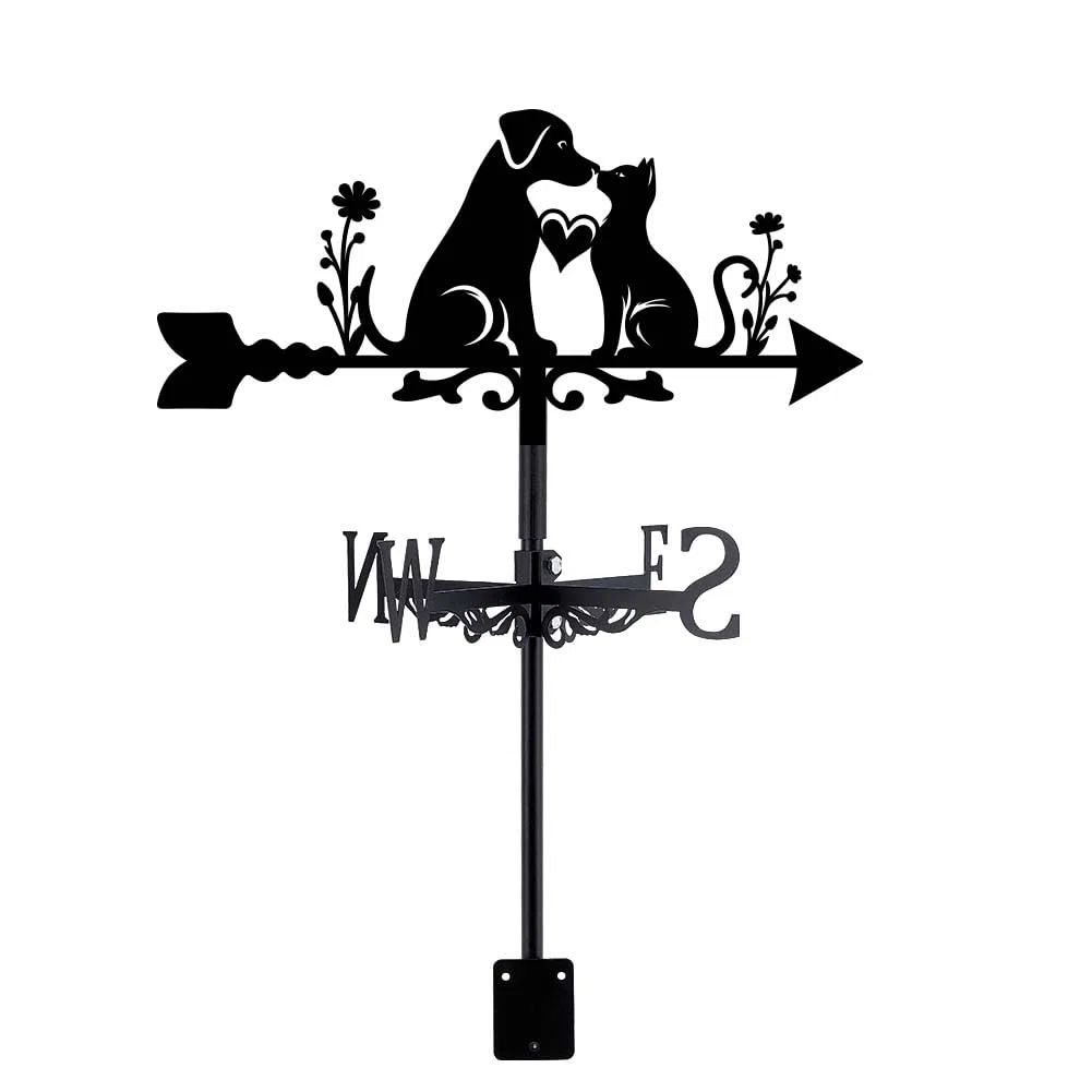 SUPERDANT Girouette de Jardin Exterieur pour Chat et Chien Girouette pour Animaux Girouettes en Métal Noir pour Animaux de Compagnie Décoration de Jardin Art Deco Jardin Exterieur
