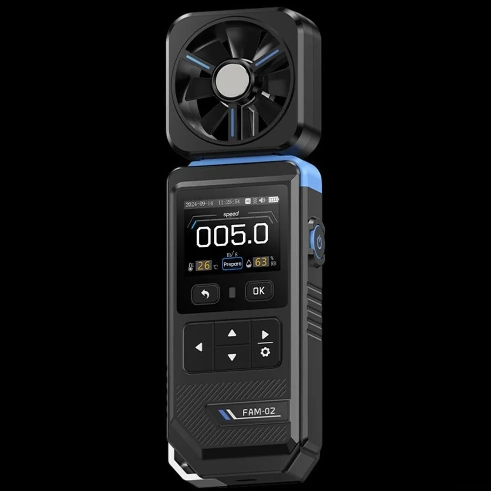 FAM-02 Thermomètre hygromètre portable professionnel 3 en 1 numérique avec enregistrement de courbes, alarme sonore et vibration pour CVC