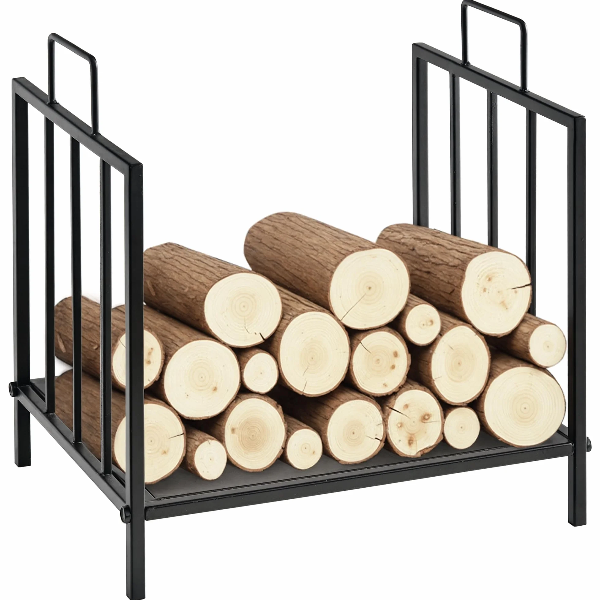 HOMCOM Range bûches Porte-bûches Etagère porte bois de cheminée charge max. 15 Kg dim. 44L x 33l x 46H cm métal époxy noir
