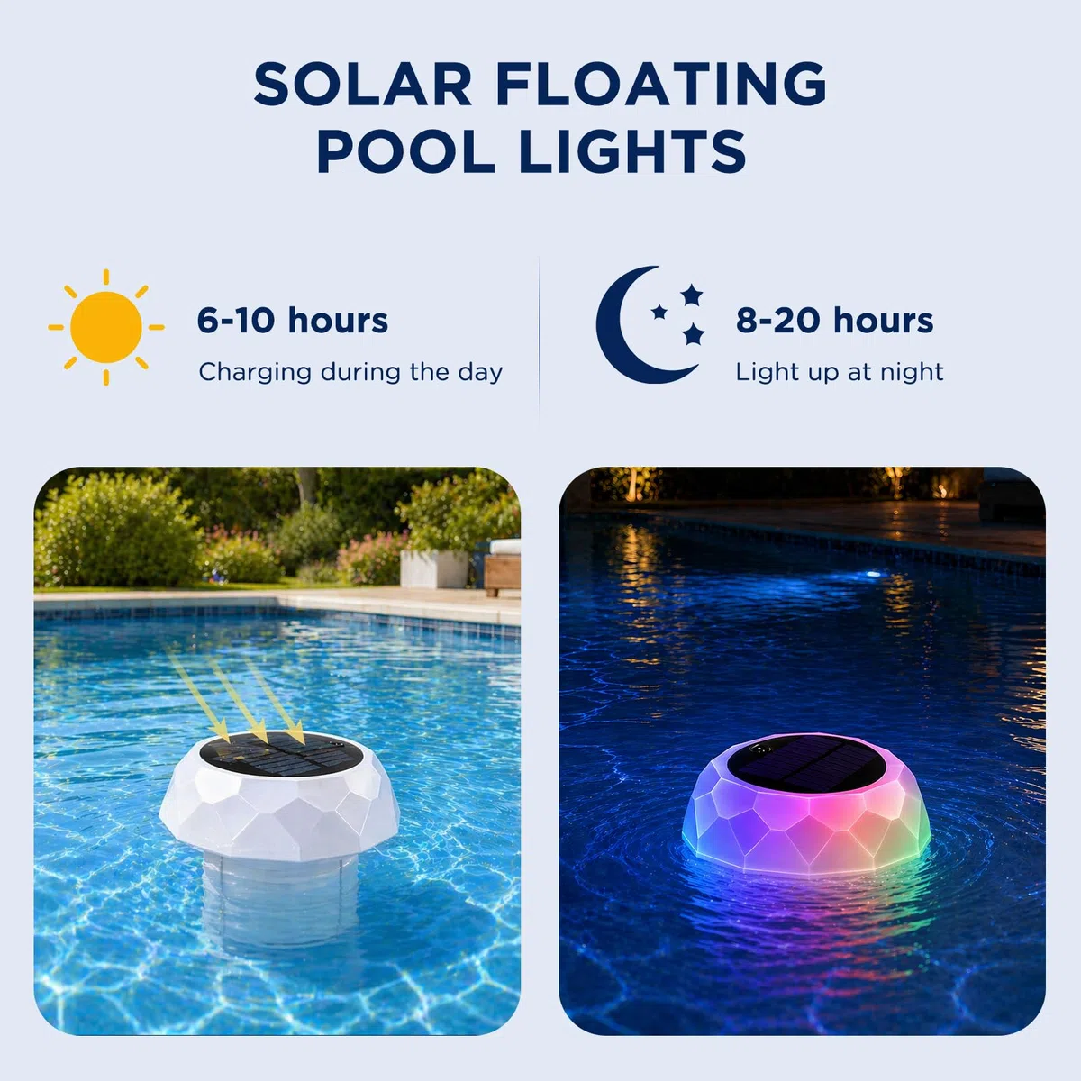 Éclairage Solaire Flottant pour Piscine avec Distributeur de Chlore, IP68 étanche, 7 Modes Lumineux, télécommande, minuterie. Lampe Flottante pour Bassin, Spa, Bain à remous, fête