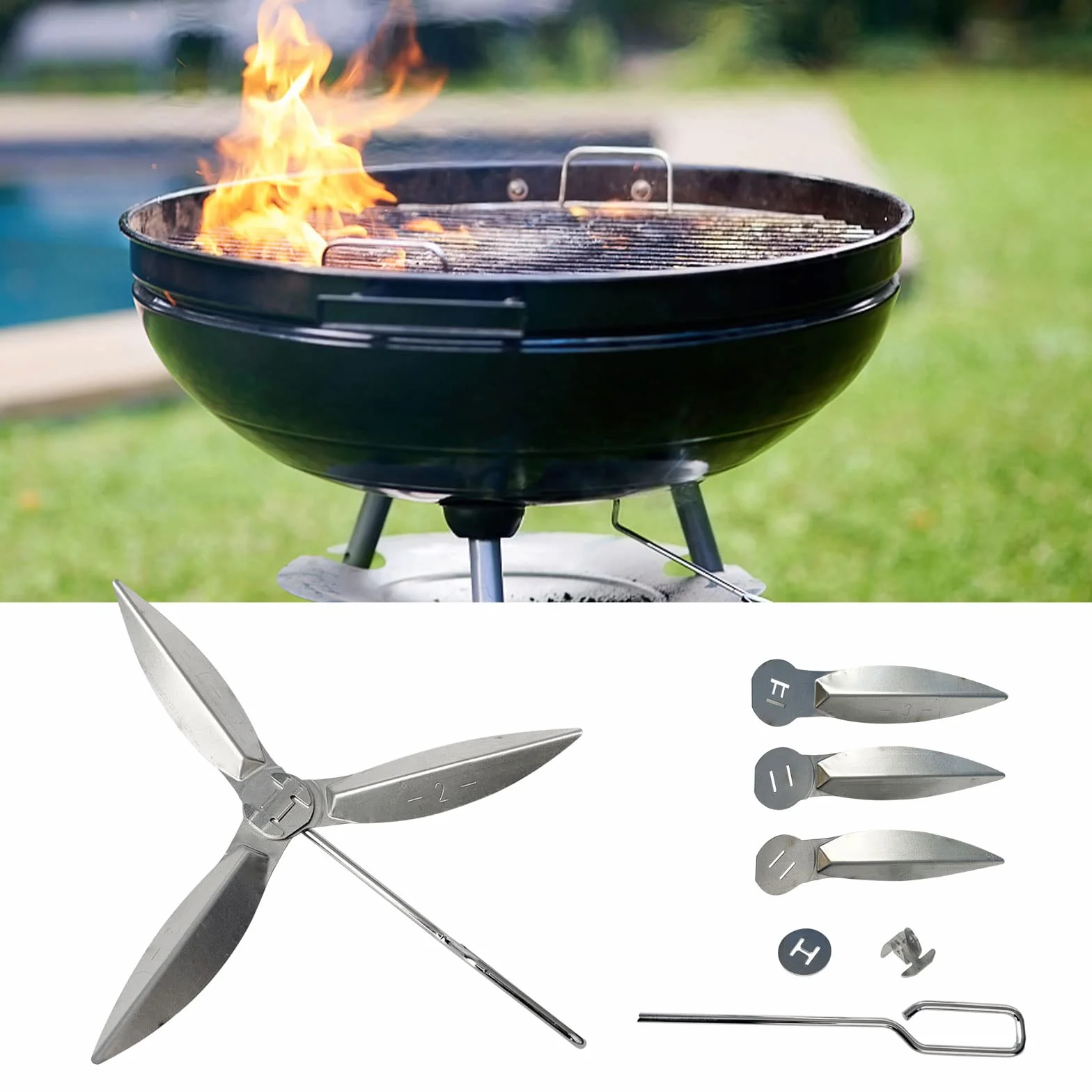 Kit de Nettoyage One-Touch de 46,7 cm, 2 grilles pour Barbecue Weber 90992 3618 7443 307443 307408 90719 Pièce de Rechange 7444 Kit de Nettoyage One Touch