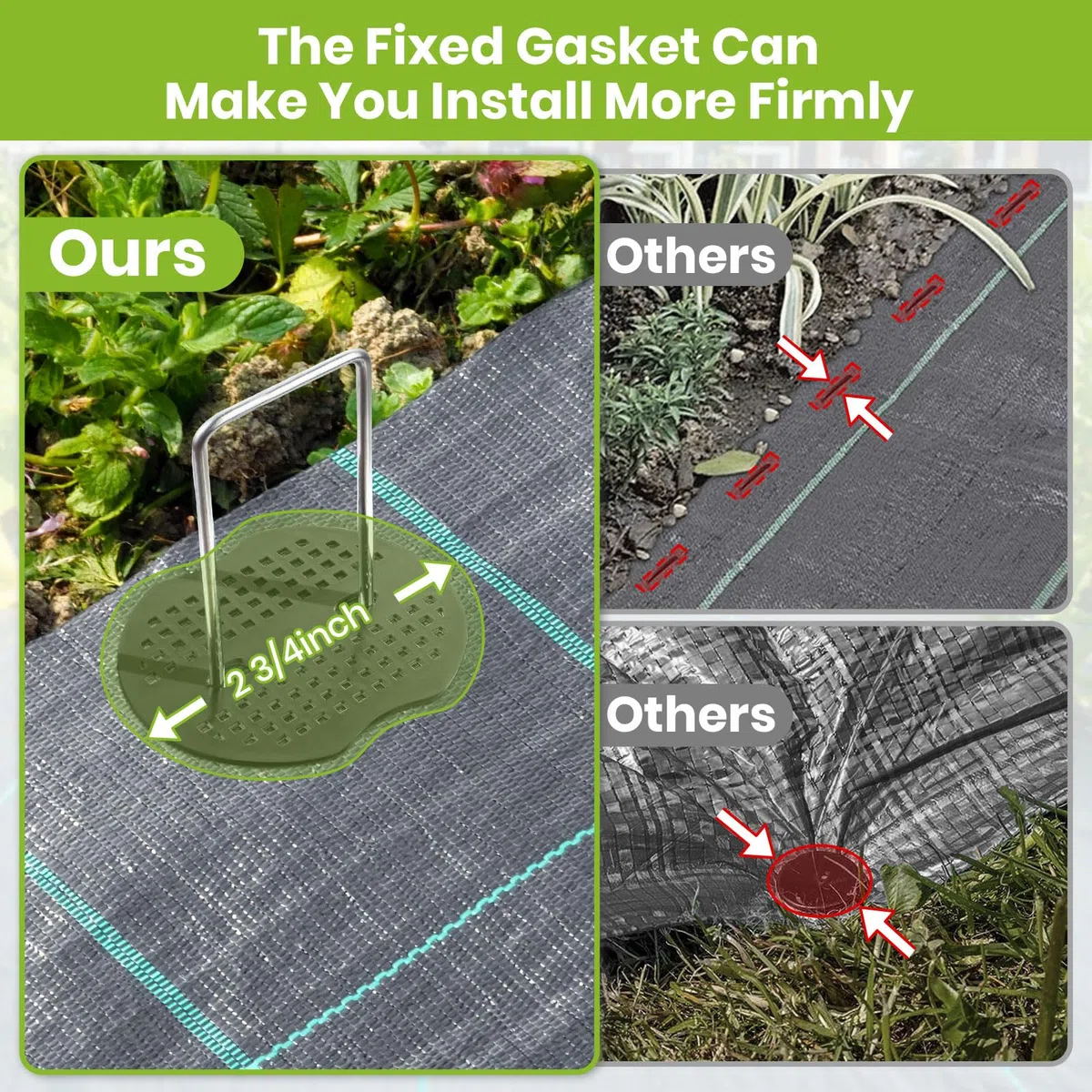 Velway 100 Piquets de Jardin avec 100 Rondelles - Piquets de Fixation en Acier Galvanisé pour Toiles de Paillages et de Jardinage, Grillage et Filets - 150x36mm Ø 3mm
