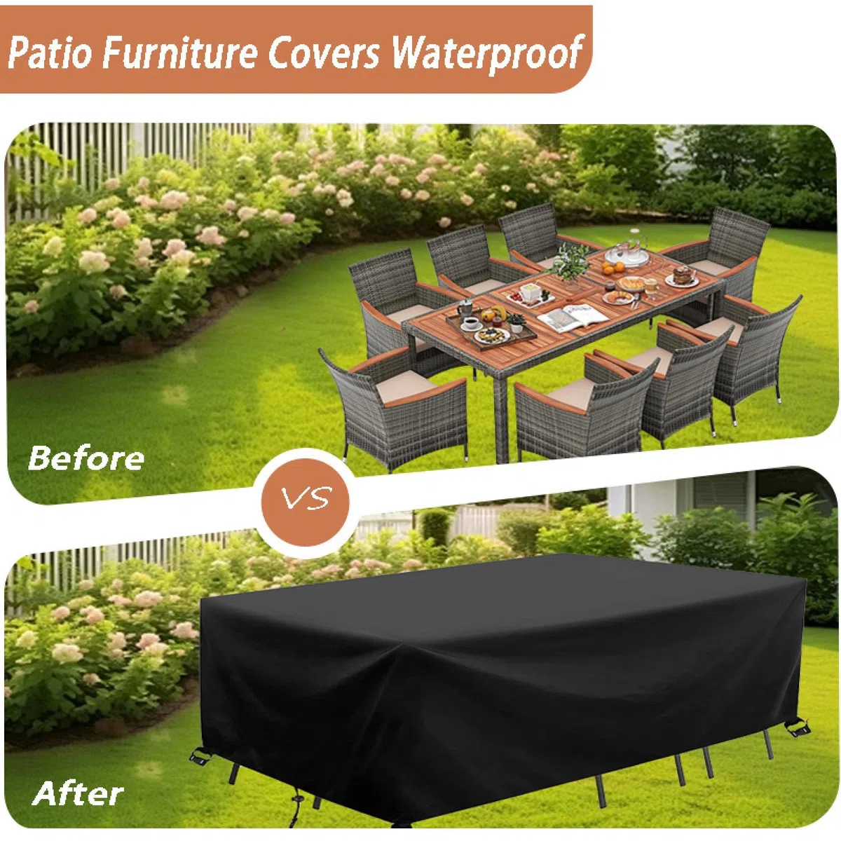 Bache Table Exterieur 160x110x80cm/LxWxH Housse de Table Jardin Imperméable,Housse de Protection Bâche Salon de Jardin Exterieur, Anti-UV 600D Tissu Oxford avec Boucles Et Cordon De Serrage