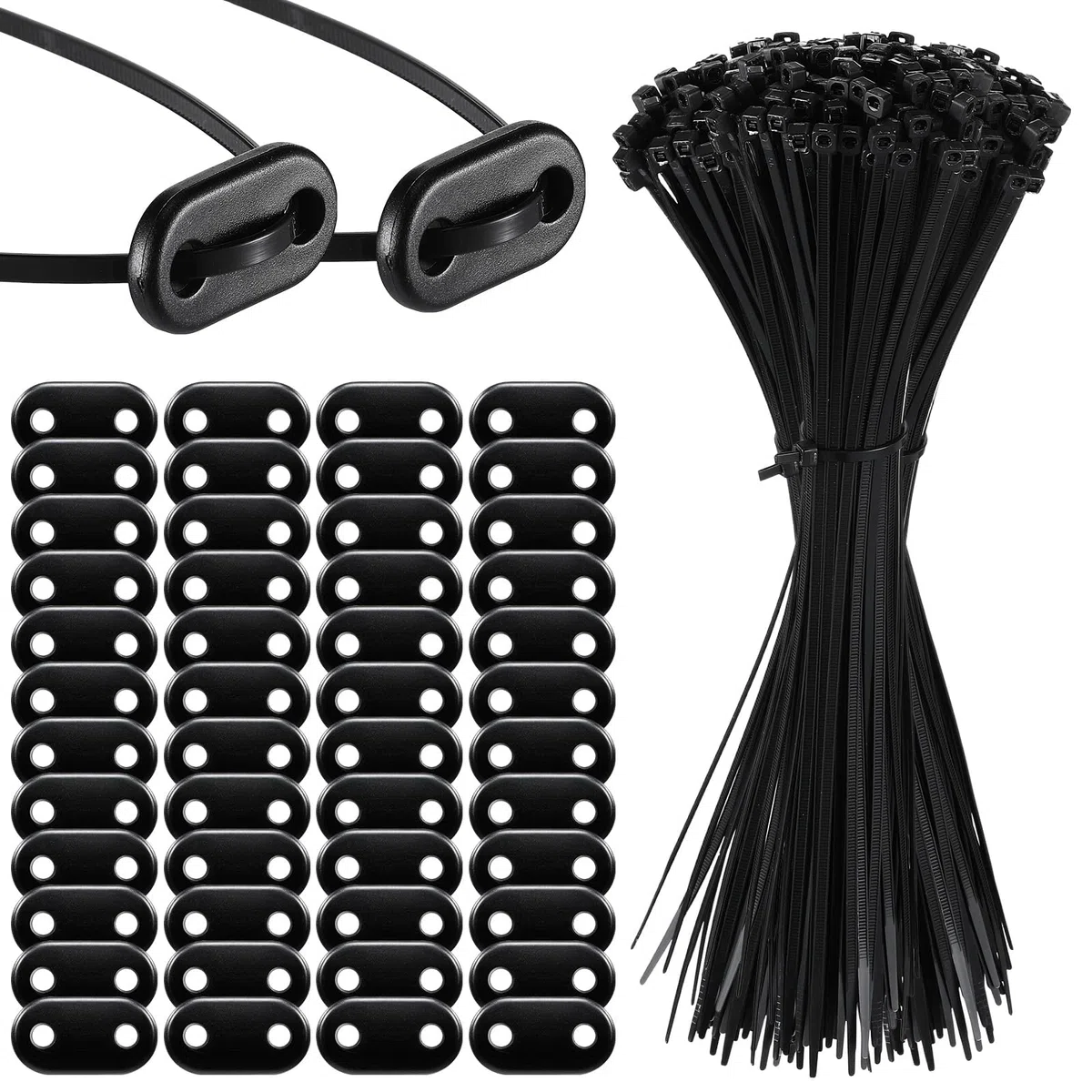 Sinmoe 100 Ensemble Kit de Fixation pour Brise-Vue y Compris les Attaches de Câble et Fixation des Plaques de Montage Kit de Montage en PVC pour Tapis d'Intimité Clôtures de Jardin