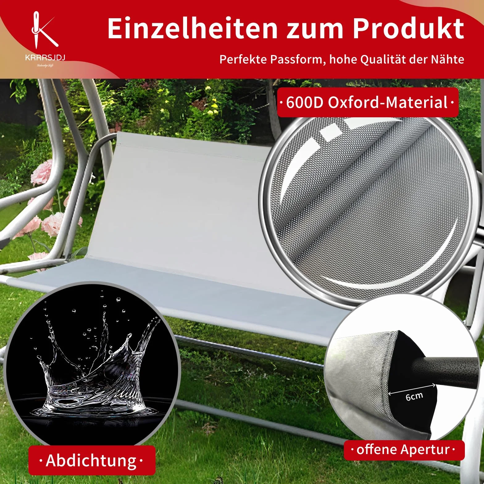 Siège Rechange pour Balançoire Hollywoodienne,Housse de Siège de Balançoire de Remplacement,Imperméables Tissu Oxford 600D Balançoires de Jardin Housse de Siège,Résistant (148*52*52cm,Gris)