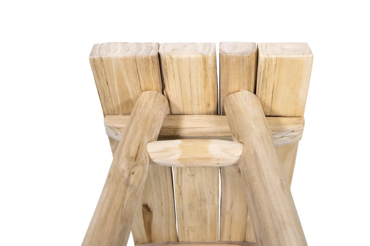 mgc24 Tabouret en teck - Support stable à 4 pieds en bois massif - Fabriqué à la main en bois véritable - Polyvalent et facile d'entretien - Prémonté - Parfait pour le salon, le jardin, la décoration
