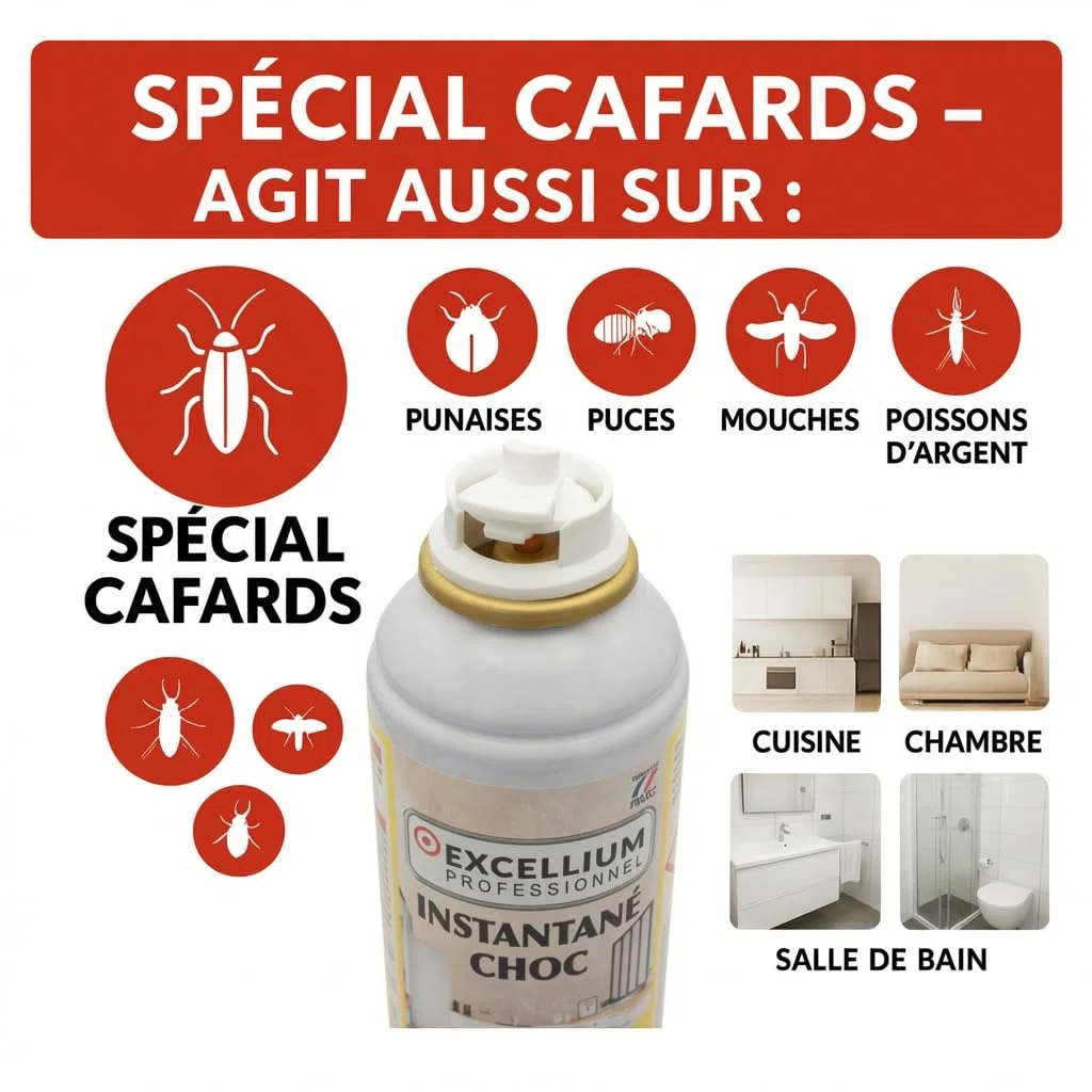 Excellium | Aérosol Fumigène Anti-Cafards Instantané Choc | 150 ml | 3 Semaines