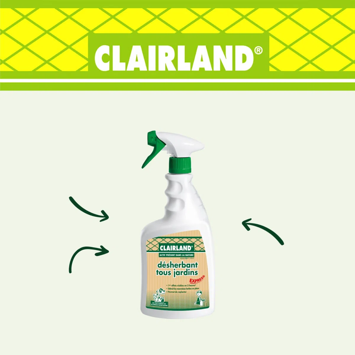 Clairland Désherbant Tous Jardins - Actif présent dans la Nature - Prêt à l'emploi 900 ML