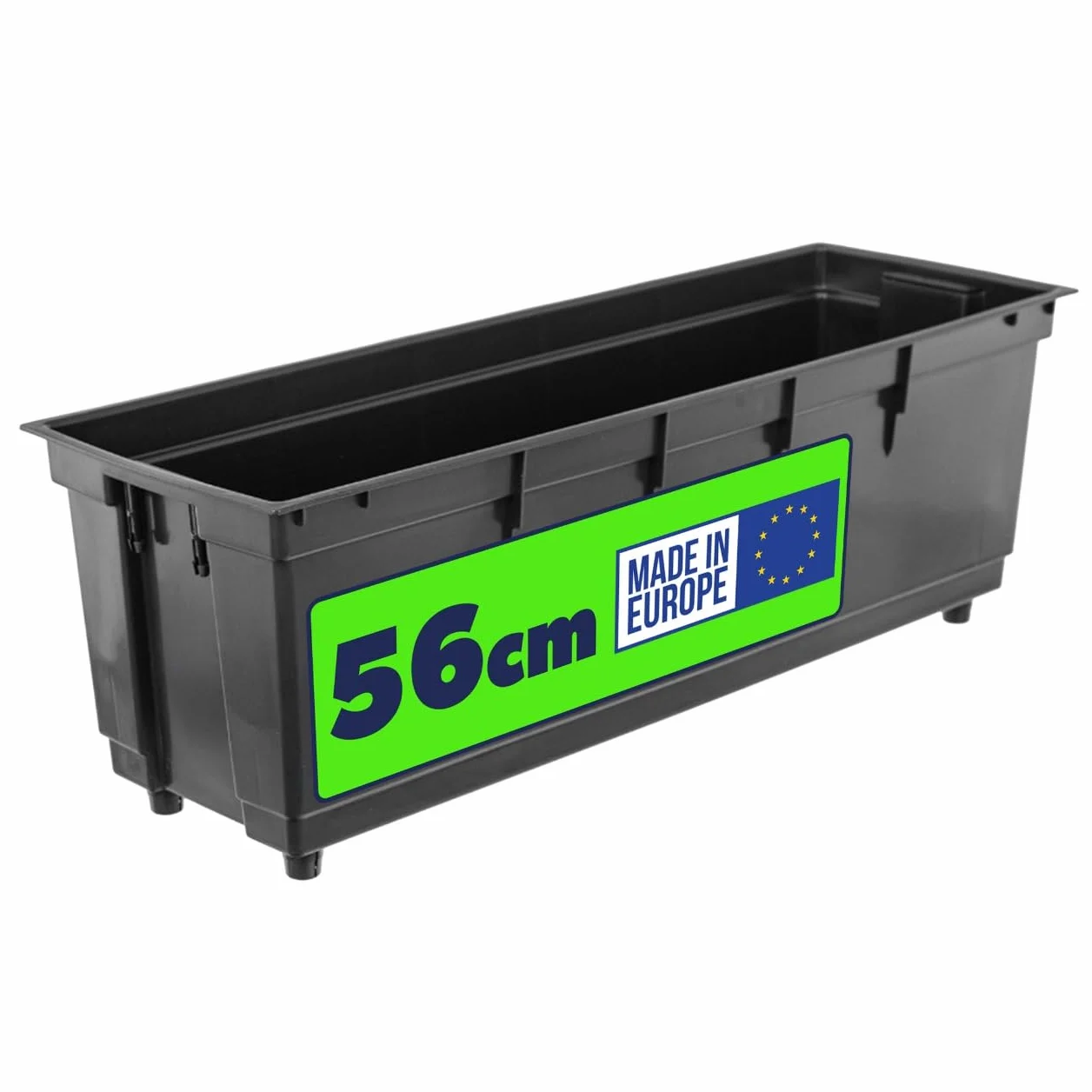 KADAX insert de 56 cm pour jardinière, insert en plastique noir, insert en plastique pour jardinière de balcon et jardinière, pot intérieur (56,5 x 19 cm)