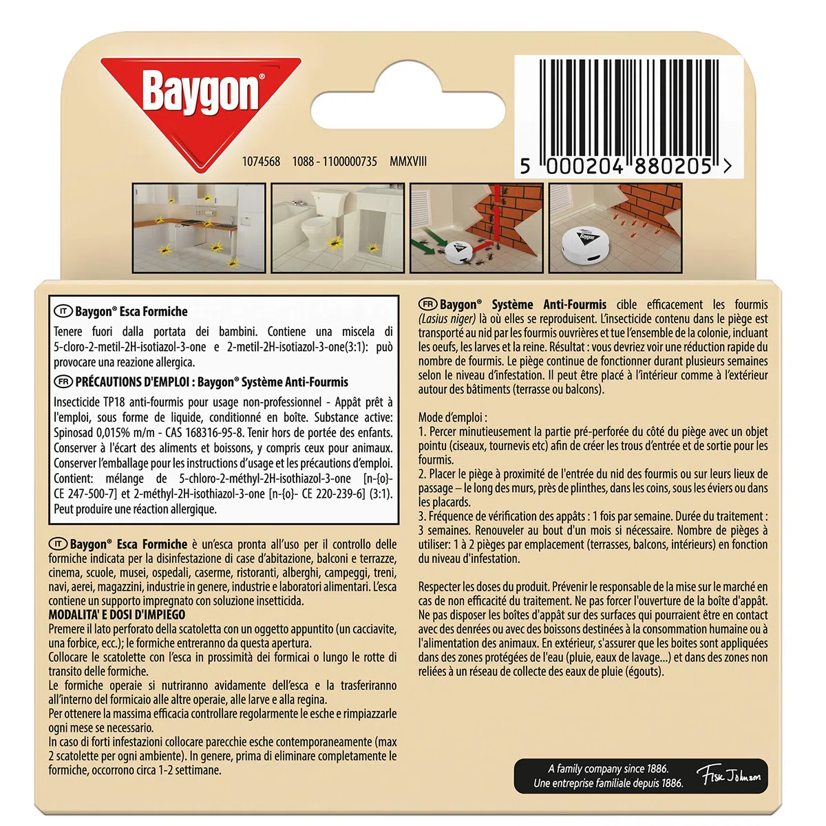 Baygon Piège Anti-Fourmis Boîte à Appât Usage Intérieur et Extérieur - Lot de 4