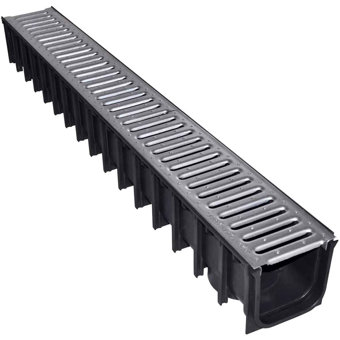 Jardibric - Caniveau Drainage A15 1 m - Grille Acier Galvanisée - Polypropylène - 118 x 118 mm