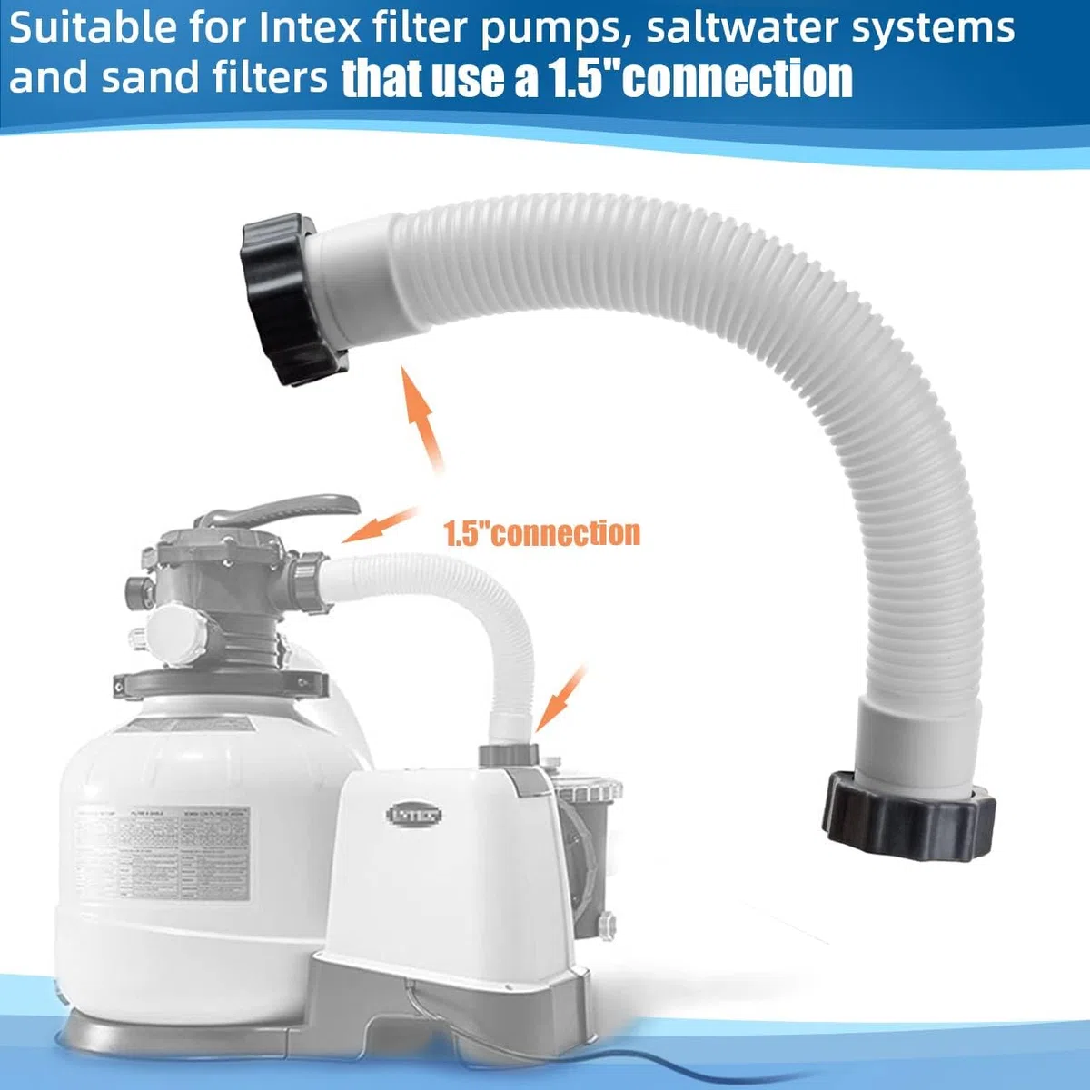 Tuyau de Pompe de Filtre à Sable de Piscine,tuyaux de piscine de 38 mm,tu yau d'interconnexion pour Intex,Tuyau de jonction pour filtration pour Piscines Hors Sol,Tu yaux pour Pompe Filtratio