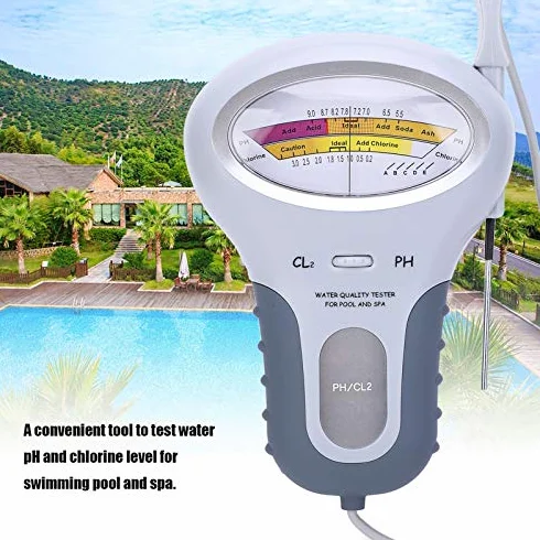 PH-mètre de Chlore, PH-mètre 2 en 1, Testeur de Niveau de Chlore CL2 avec Sonde, Testeur de qualité de L'eau Portable pour Piscine, Spa, Moniteur D'analyse de la qualité de L'eau