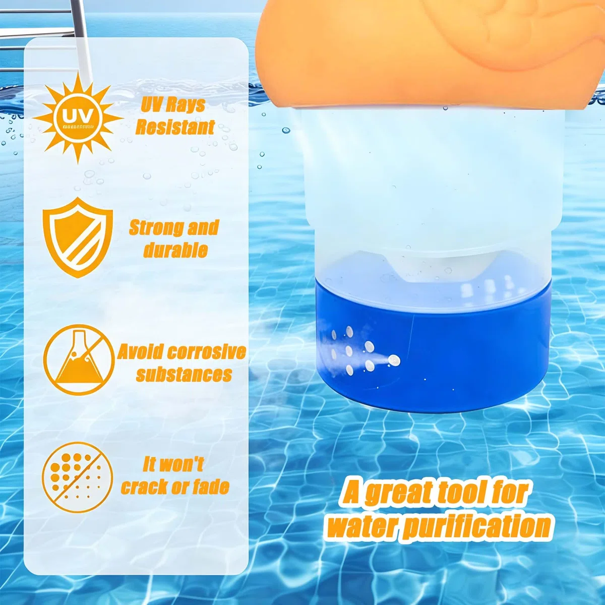 ZAHD Support de Tablette Flottante Distributeur de Chlore pour Piscine Distributeur de Chlore Flottant et de Produits Chimiques Flotteur de Chlore pour Piscine Extérieure pour piscines spas (Jaune)