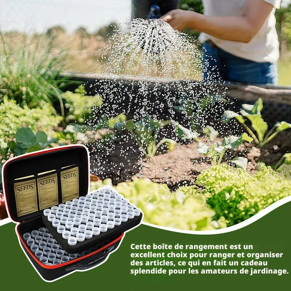 120 Fentes Boite à Graines Boîte de Rangement pour Graines Organisateur de Semences avec des Sachets, des étiquettes, Un Entonnoir et Une Pince à épiler pour Graines de Légumes et de Fleurs