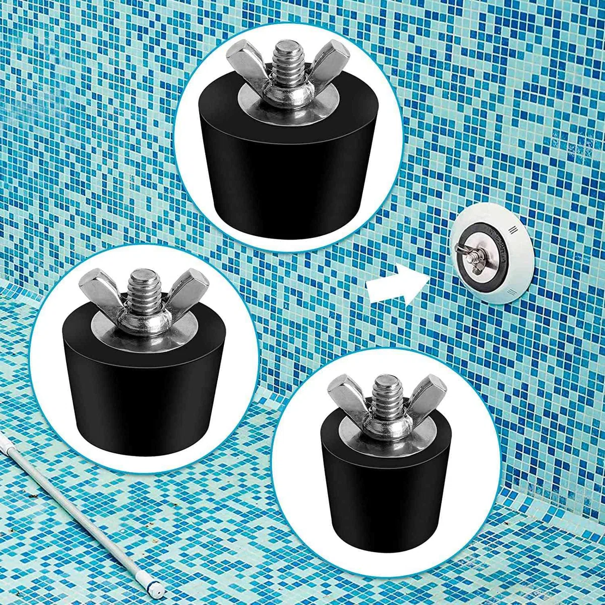 Lot de 6 Bouchons D'Hivernage de Piscine de 3 Tailles pour Trous de Piscine, Bouchons D'Expansion pour éCumoire de Piscine Hors Sol