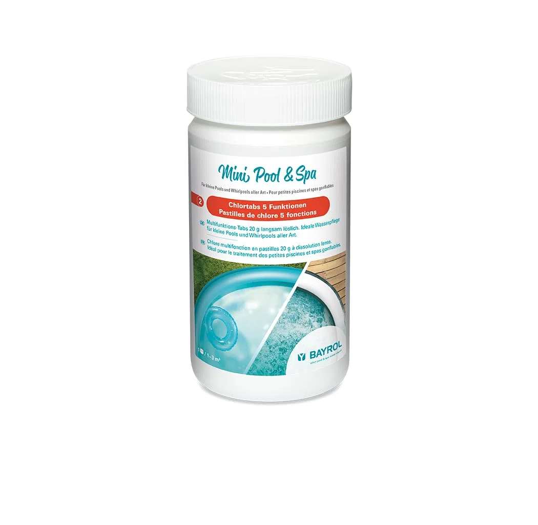BAYROL Mini Pool&Spa Pastilles Chlore 5 Fonctions 20g à Dissolution Lente - pour Tous Les Types de filtres - Idéal pour Piscine Hors Sol, Tubulaire, Spa Gonflable