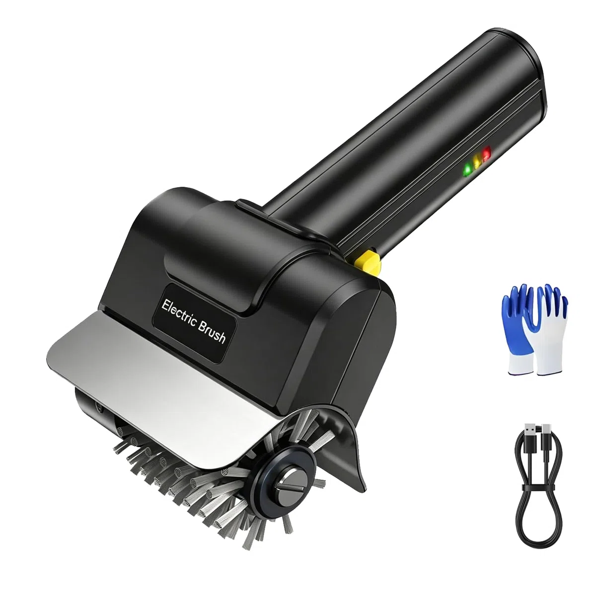 Brosse électrique pour Barbecue,Brosse Electrique Barbecue,Brosse de Nettoyage de Gril sans Fil avec Gant et Brosse,Moteur de 300 W,Rechargeable Nettoyeur de BBQ pour Grilles de Barbecues (Noir)