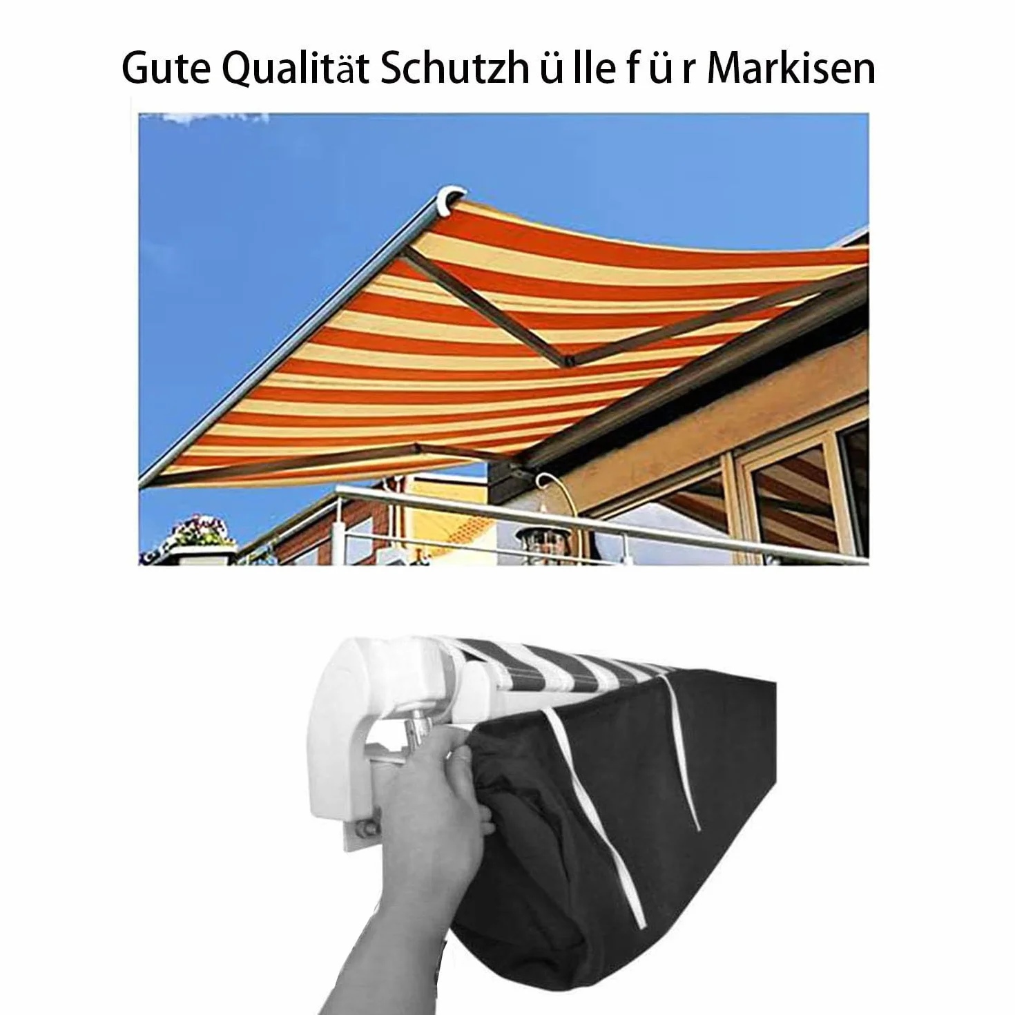 JDMA Housse de protection pour store de 3,5 m, imperméable, housse de protection pour store, couverture pour store mobile/store à demi-coffre/store fixe/store autoportant, etc. (Noir, 3,5)