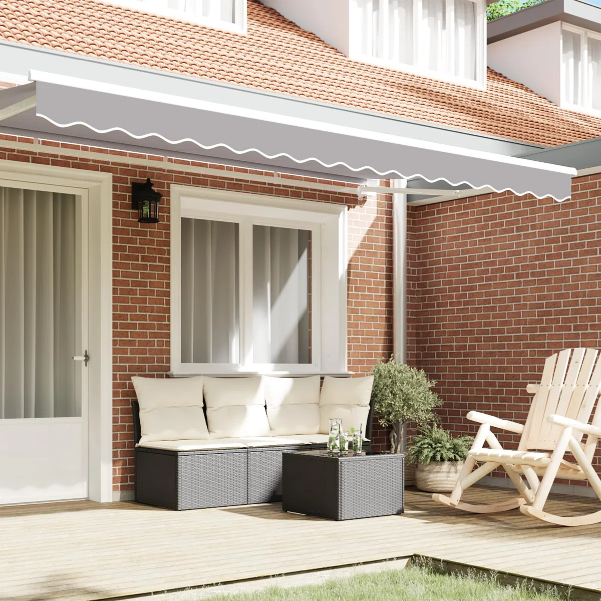 Tomostar Tissu de Remplacement de Cantonnière d’auvent, Lambrequin pour Store Toile de Remplacement Bandeau Banderole Store Banne Valence de Store pour Cadre de 4 m Gris Clair 3,8x0,2 m
