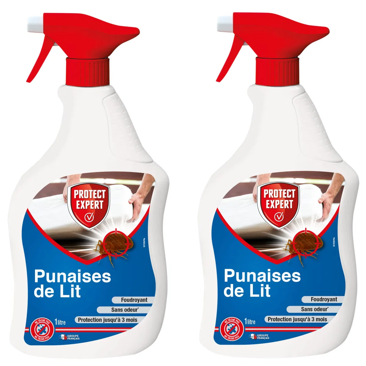 PROTECT EXPERT Anti Punaises De Lits & Acariens - Elimine les punaises de lit Larves et Adultes - Prêt à l'emploi 1L - Efficacité Longue Duré Matelas,canapés... - Ne tâche Pas - PUPAL1 (2X 1L)