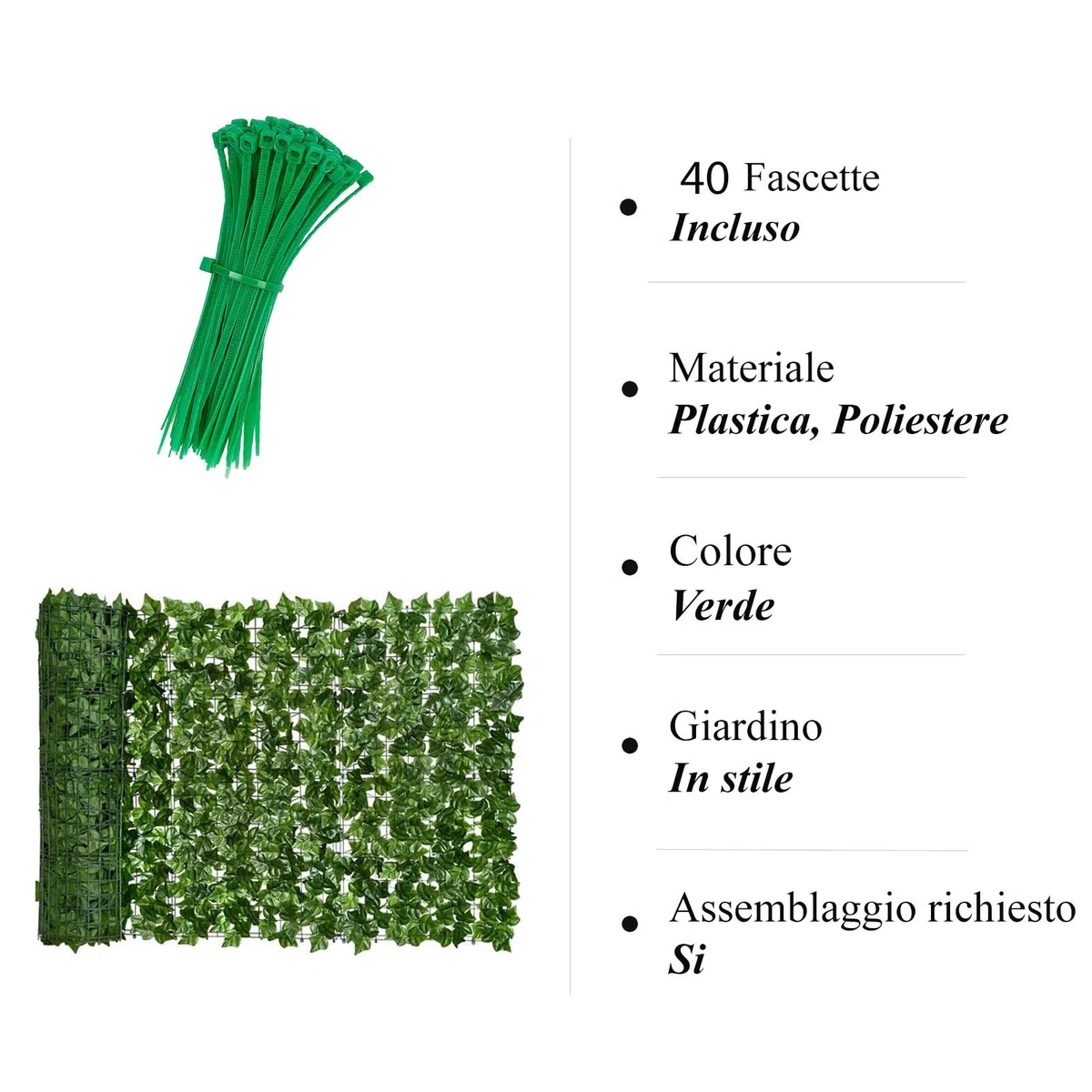 LEVESTE Fausse haie pour clôture, 300 x 100 cm, clôture de Jardin extérieur, Brise-Vue Balcon, Couverture de Garde-Corps de Balcon, Maille avec Fausses Feuilles d'extérieur, 40 Colliers Verts offerts