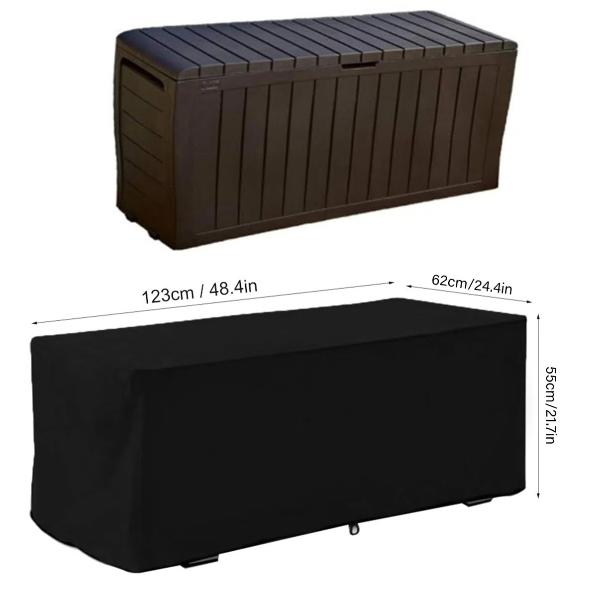 Couverture de boîte de pont, Exterieur Jardin Rangement MAGT Patio Deck Box Couverture de jardin boîte de rangement Housse étanche pliable Oxford transpirant Tissu extérieur Housse 123x62x55cm (Noir)