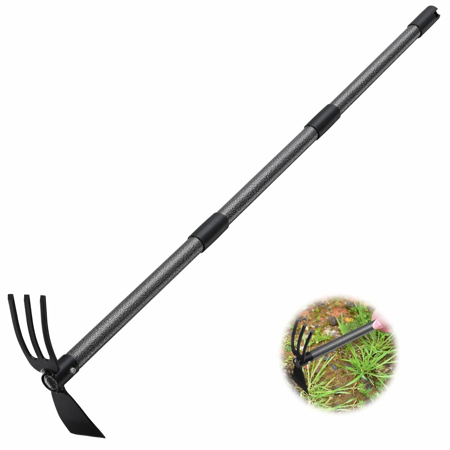 Houe de Jardin avec 2 Griffes, Largeur 114cm, Serfouette Binette Trident de Jardin pour Labourer et Désherber Le Sol, Cultivateur de Jardinage Manuel…
