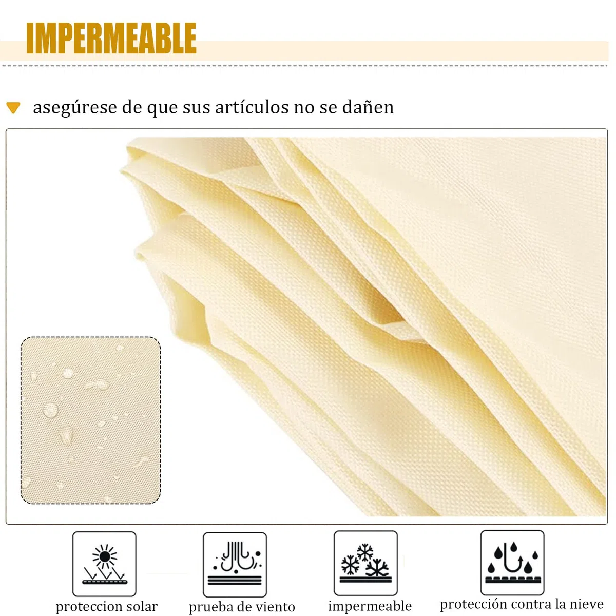 Housse De Protection pour Auvent de Jardin, Housse de Protection pour Store Banne Manuel Rétractable pour Terrasse, Anti-poussière Étanche Contre la Neige et la Pluie (4m,Beige)
