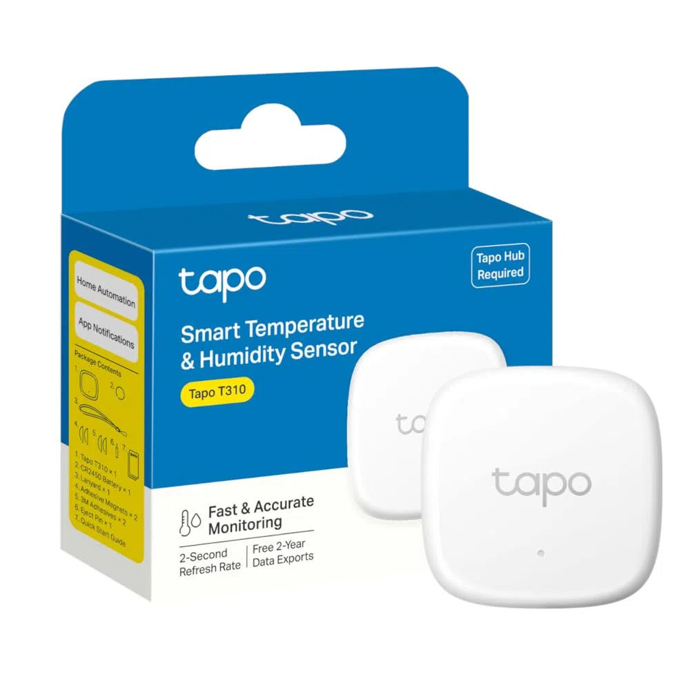 Tapo Hygromètre intelligent, thermomètre et hygromètre, stockage de données gratuit, notifications en temps réel, batterie incluse, fonctionne avec Alexa et Google Home, concentrateur Tapo requis