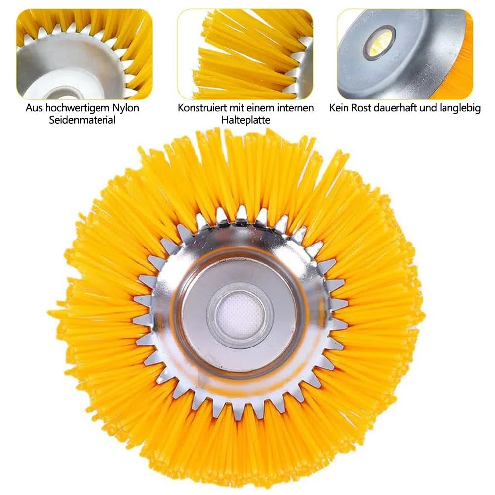 Tête de Brosse en Nylon pour Débroussailleuse, 200 mm x 25,4 mm Brosse Debroussailleuse,Brosse à Herbes Sauvages, pour Mousse et Mauvaises Herbes – Disque & Brosse pour débroussailleuses