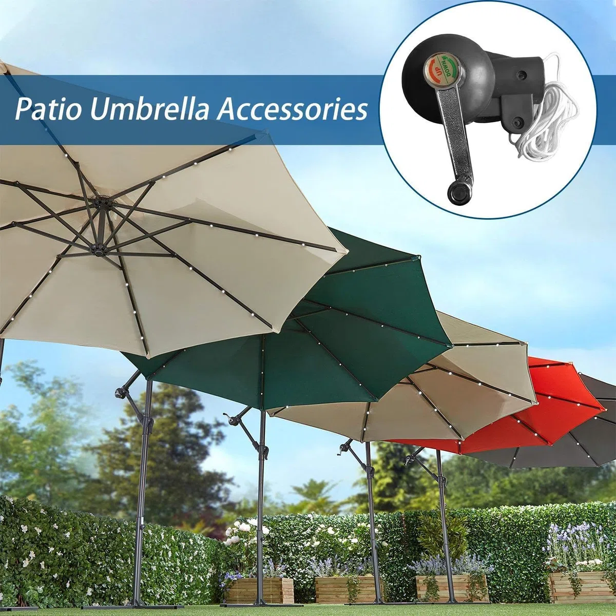 Manivelle De Parapluie-poignée En Acier Antirouille, Accessoire De Parasol De Terrasse Noir, Enrouleur De Manivelle De Remplacement, Outil De Réparation De Parapluies D'extérieur | Mécanisme De Levage