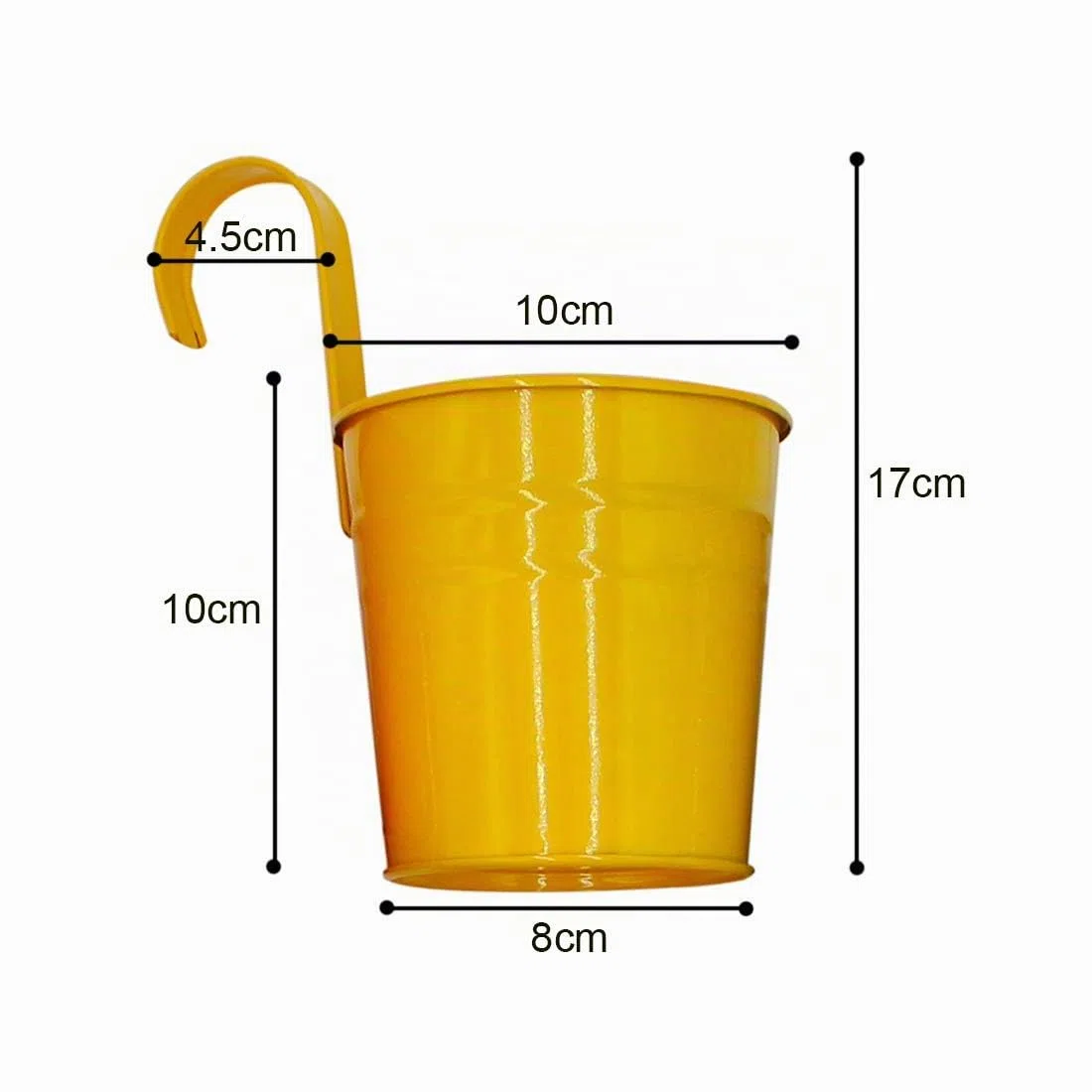 Lot de 10 Pots de Fleurs à Suspendre en Métal, Trou de Drainage | Pots de Fleurs en Métal à Suspendre avec Crochet Amovible pour Intérieur Extérieur Balcon Clôture, 10 Assortiment de Couleur
