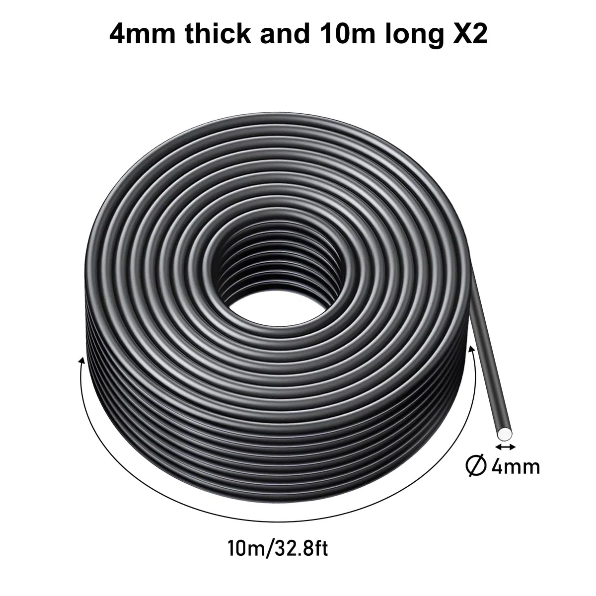 Lot de 2 fils en aluminium bonsaï de 4 mm pour bonsaï, 10 m, cercle, plantes, fil de fer flexible, fil d'aluminium anodisé, kit créatif pour plantes et arbres (noir)