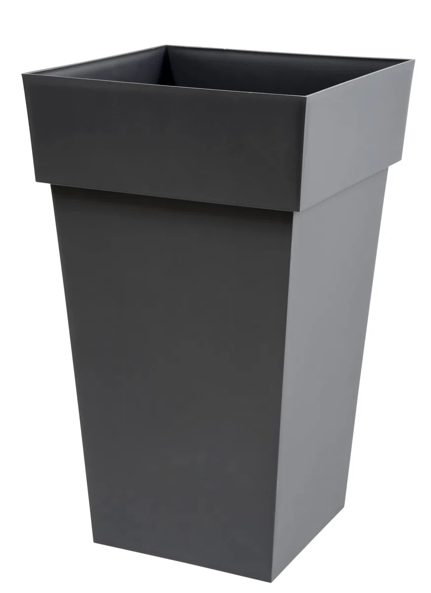 EDA - Pot de Fleur Carré Haut Toscane - Volume 62 L - 39 x 39 x H.65 cm, Gris Anthracite