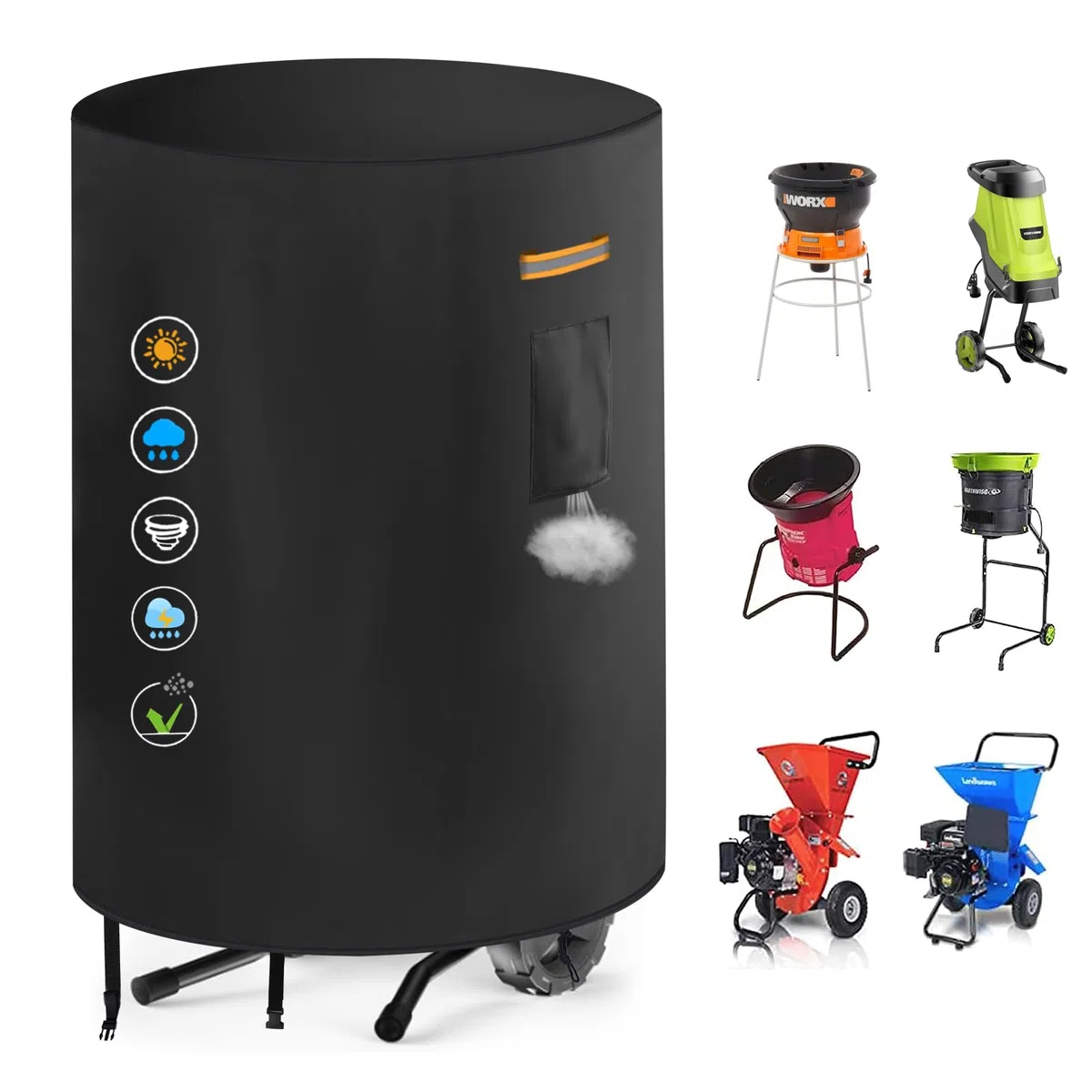 Holzhacker Shredder Housse de protection Oxford 420D haute performance pour broyeur de bois, imperméable, anti-poussière pour broyeur de feuilles électrique, accessoire pour broyeur électrique