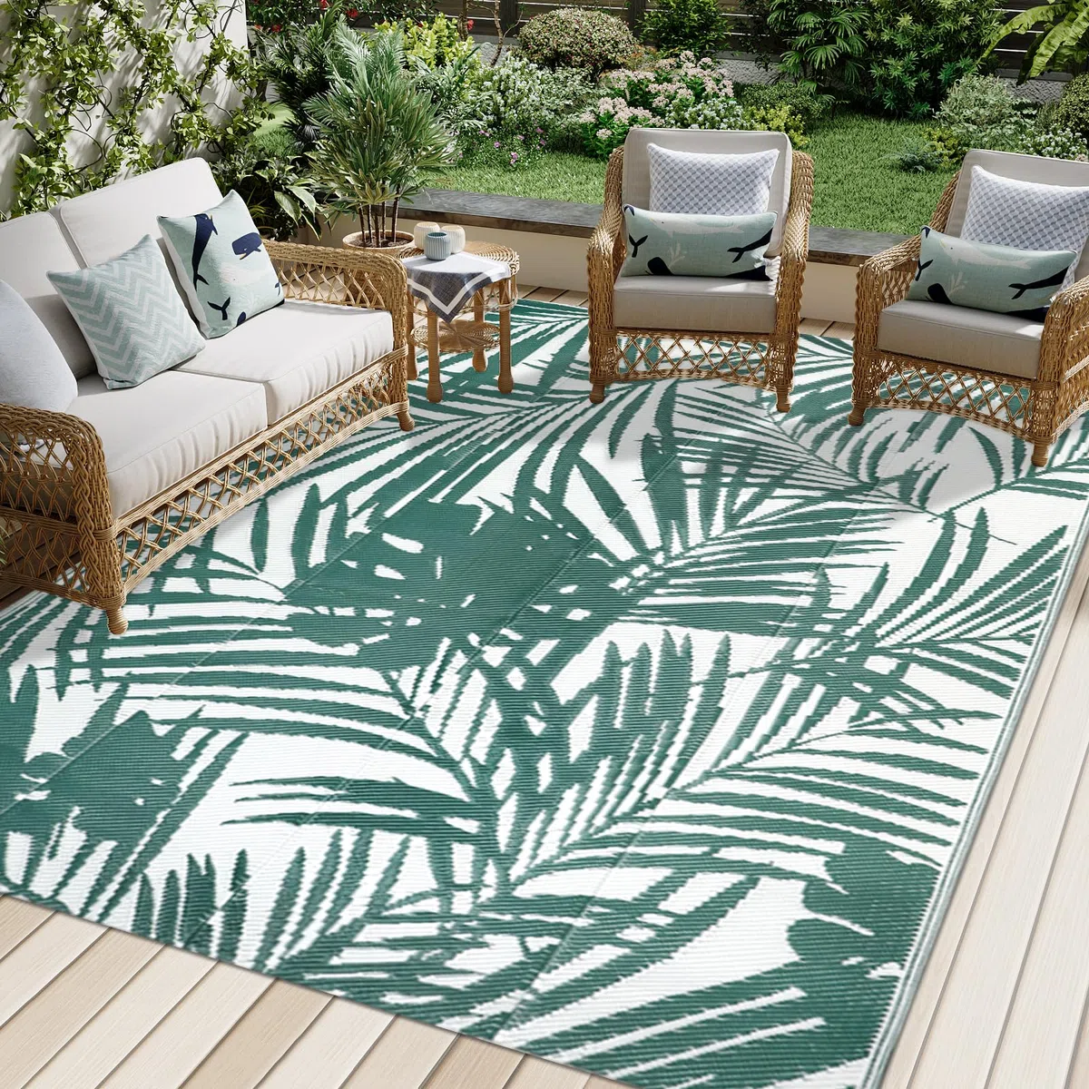 Famibay Tapis d'extérieur imperméable pour Jardin, terrasse, réversible, Paille en Plastique, Tapis de Camping, Couverture de Pique-Nique Portable pour Balcon, terrasse, Jardin, Porche, Plage, barbec
