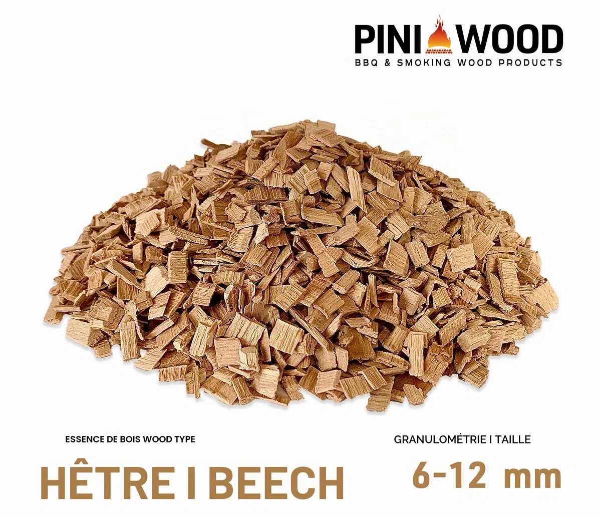PINI Copeaux de fumage 5 kg de copeaux de fumage en hêtre 6-12 mm Copeaux de fumage 18 l