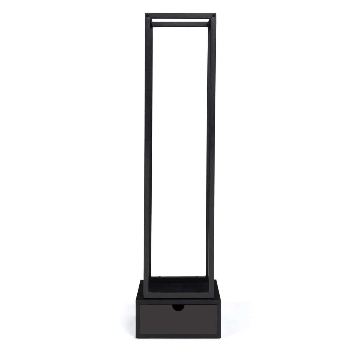 IDMarket - Range bûches Vertical Acier Noir H. 125 CM avec tiroir pour cheminée