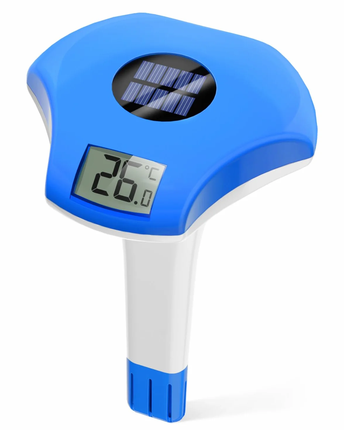BALDR Thermometre Piscine flottant, à énergie solaire, étanche IPX8, convient pour piscine/jacuzzi/source d'eau chaude/aquarium (bleu profond)