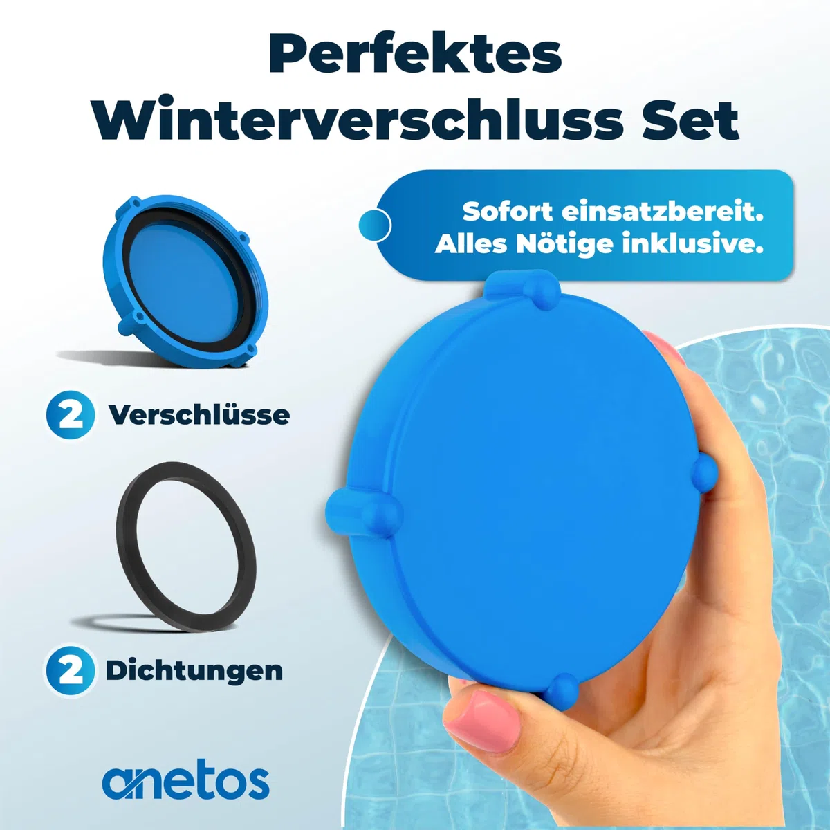 Kit de Fermeture hivernale pour piscines Intex et Bestway. Bouchons d'hiver 100% étanches pour Les Deux connexions (2 pièces) avec Joints Assortis