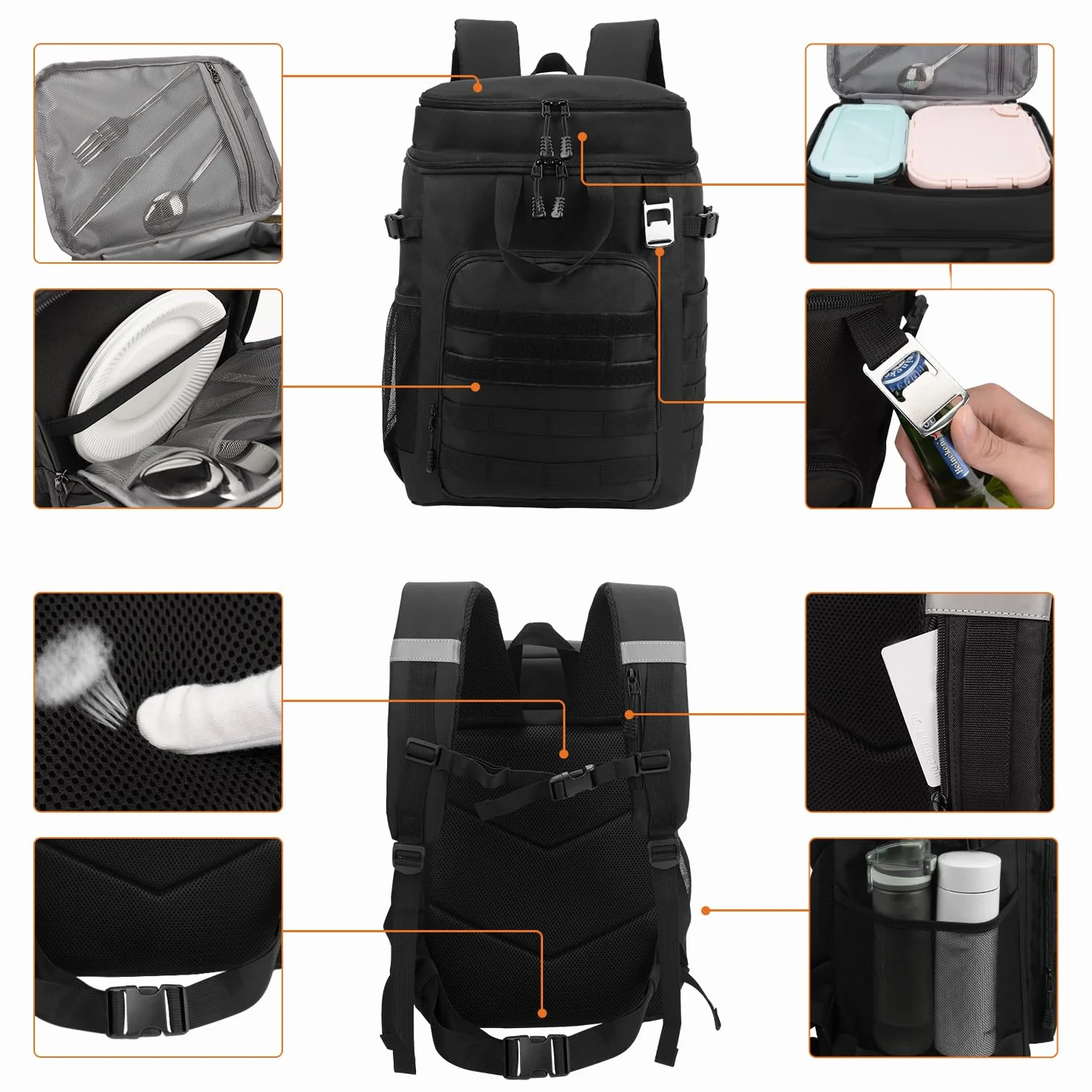 Hp hope Sac à Dos Isotherme de 43 l - Sac de Pique-Nique - Sac Isotherme - Grand Sac à Dos pour Homme et Femme - pour Camping, Plage, extérieur, Voyage, Famille, Pique-Nique, Barbecue