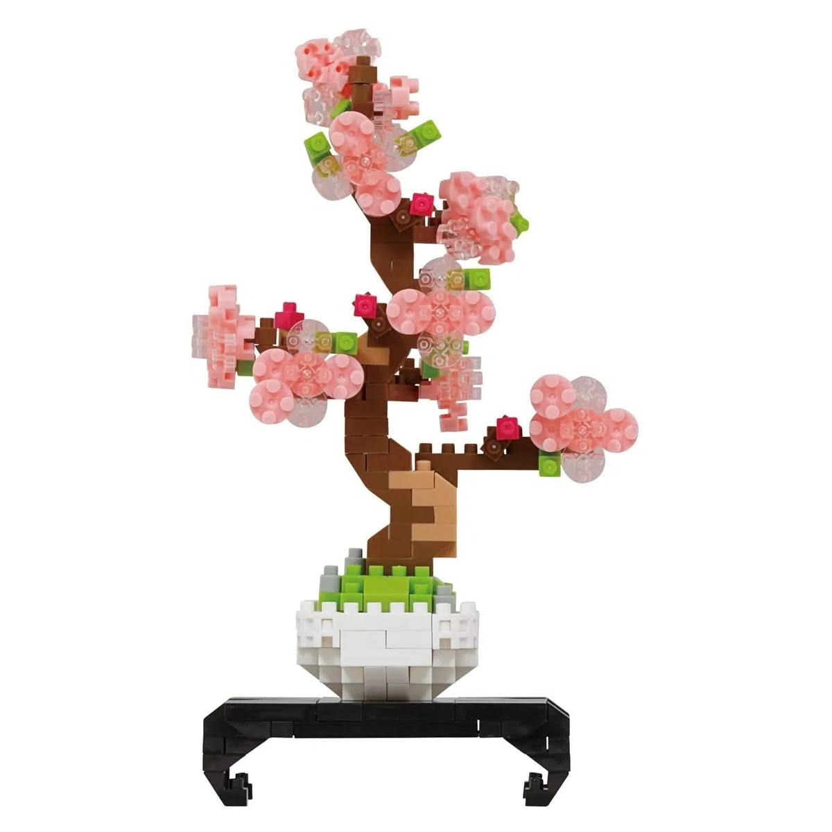Bandai - Nanoblock - Bonsai Sakura - Mini figurine briques - Jeu de construction Bonsai 270 briques - Kit construction figurine bonsai en fleurs en pixel - Plante à construire en mini-briques - NBC225