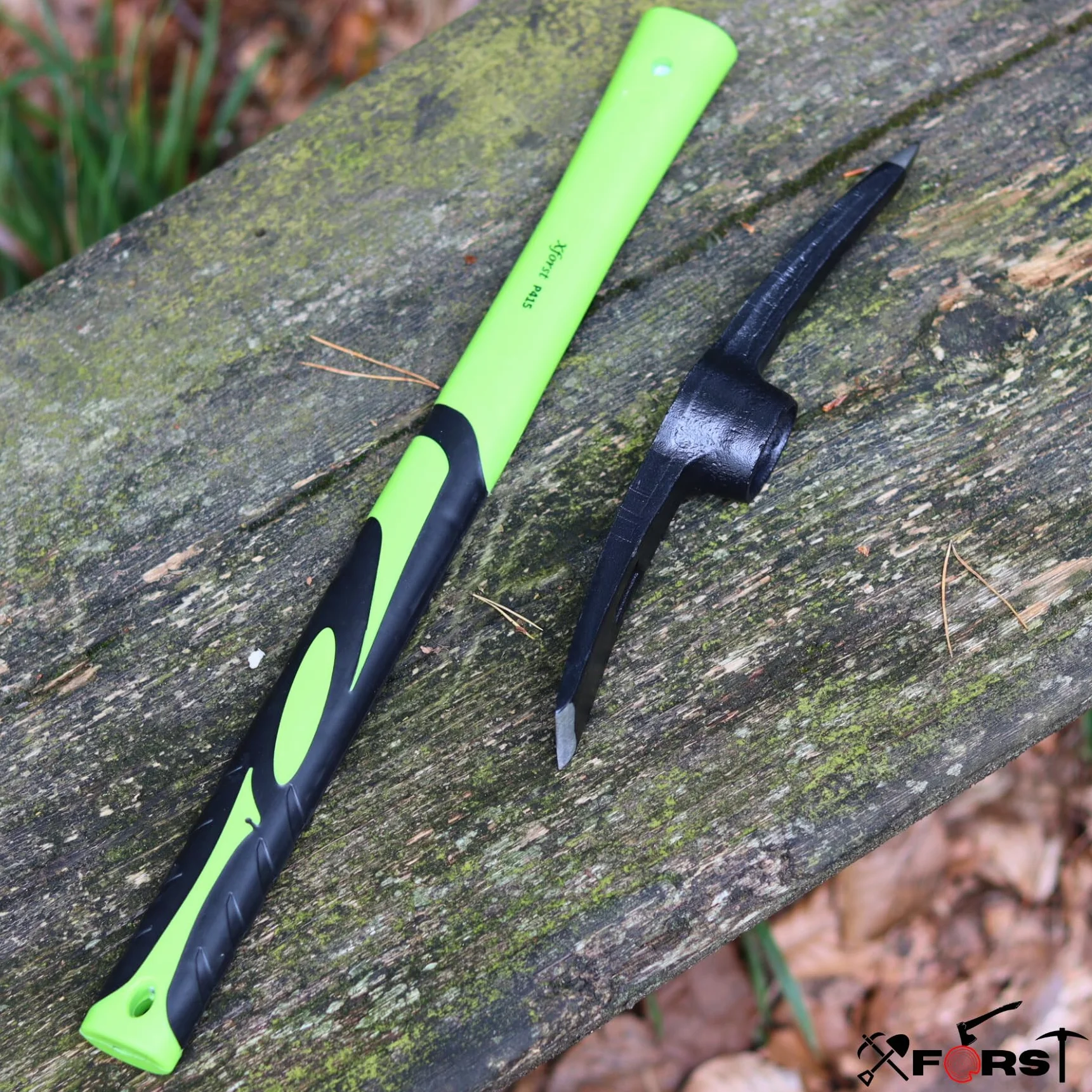 Xforst X-PF40N Pioche de Jardin 40cm – Mini Pioche à Manche en Fibre de Verre & Tête en Acier Forgé Carbone – Outil de Jardinage, Désherbage & Camping