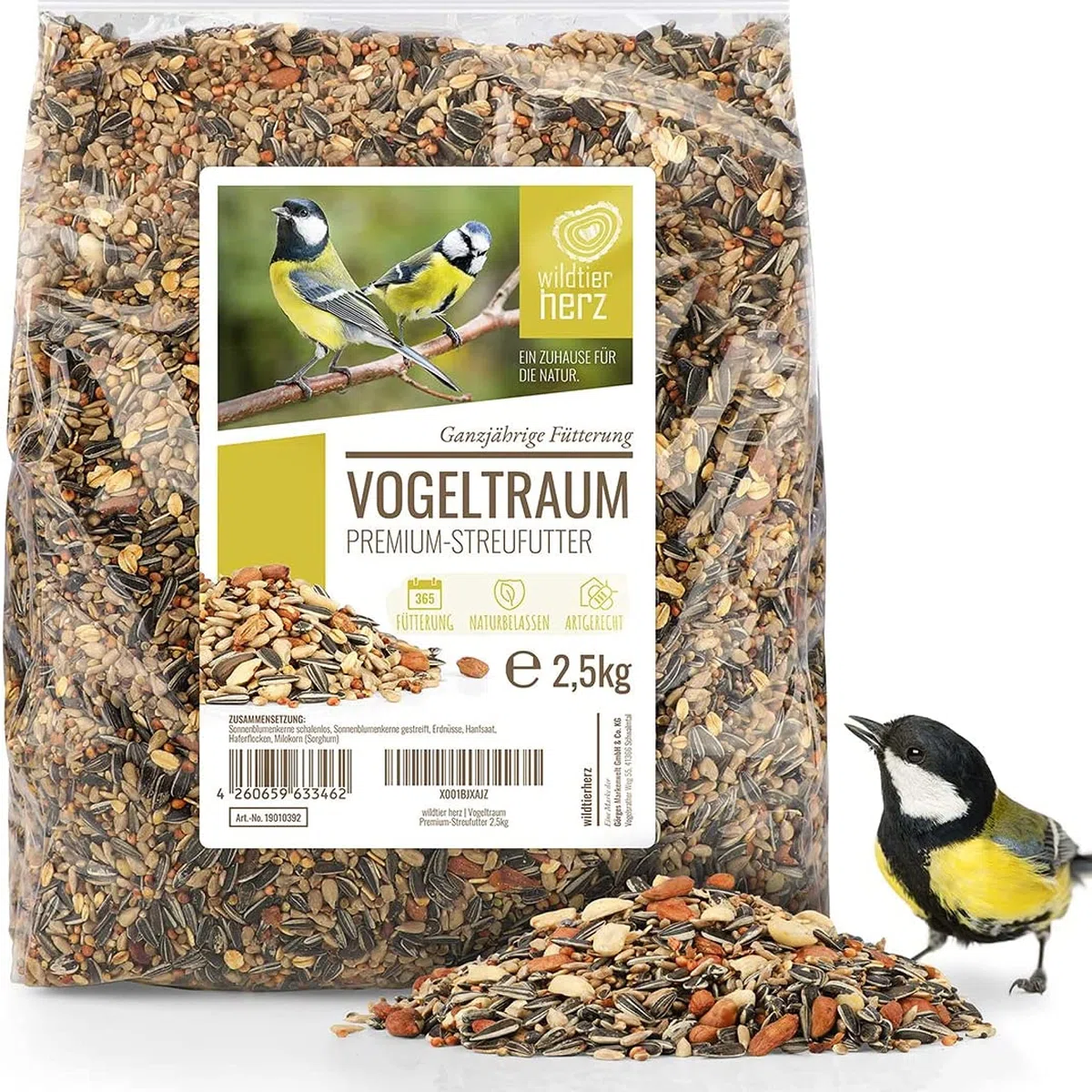 Rêve d'Oiseau - Graines pour Oiseaux Sauvages sans Blé, Nourriture Vivaces Extérieur (2,5kg)